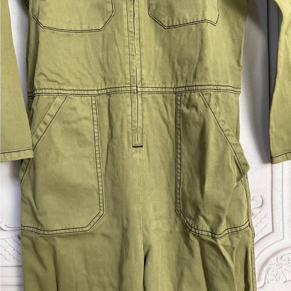 Sandrine Rose x Free People  Natural Khaki Tres Cool Front Zipper Jumpsuit Sz M - Picture 8 of 13